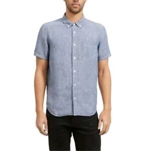 Everlane 100 Linen Shirt Men’s S Button Down Pinstripe Blue Short Sleeve Regular